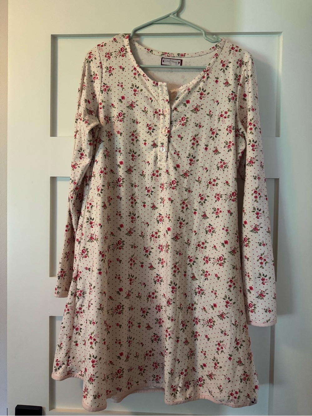 SweetHoney “rose dotty” long sleeve Henley Nightgown